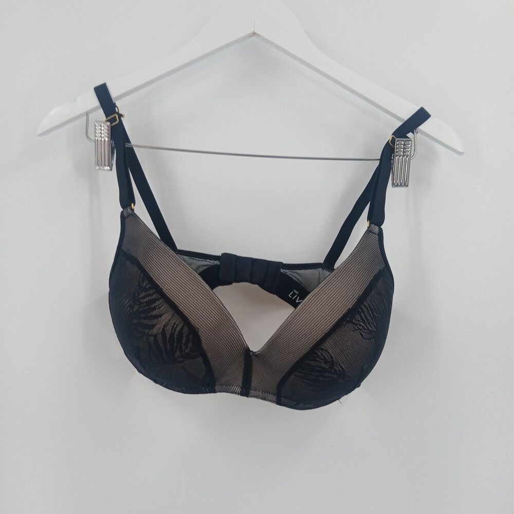LIVELY Womens Black Sheer Mesh Underwire Unlined Bra Size 34B